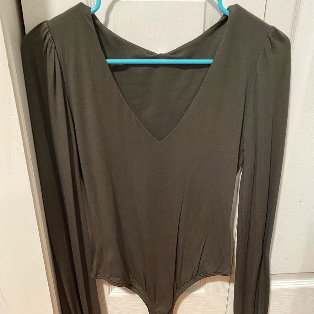 Forest Green Lulus Basics Long Sleeve Bodysuit
